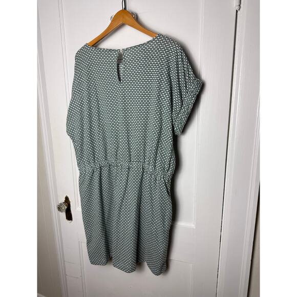 Loft Mini Geo Pocket Tee Green Lattice Casual Knit Dress Size XXL NEW Classic - Picture 8 of 9